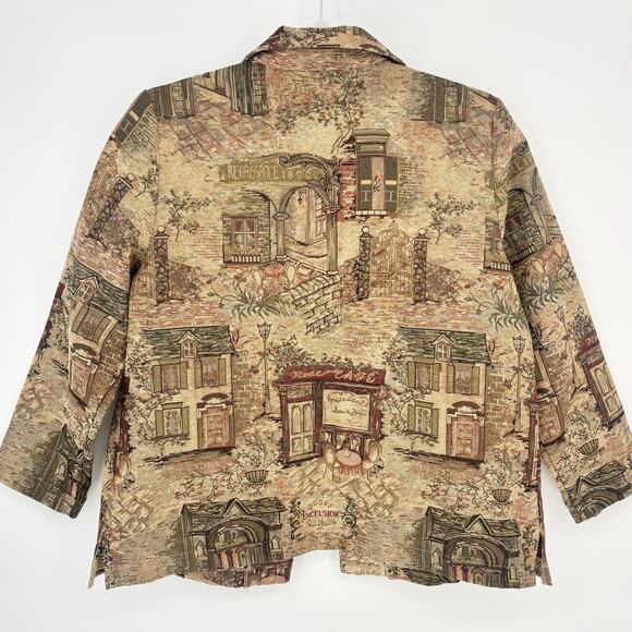 Erin London Vintage Tan Green Burgundy Tapestry Villa Jacket Size XL - Picture 8 of 9